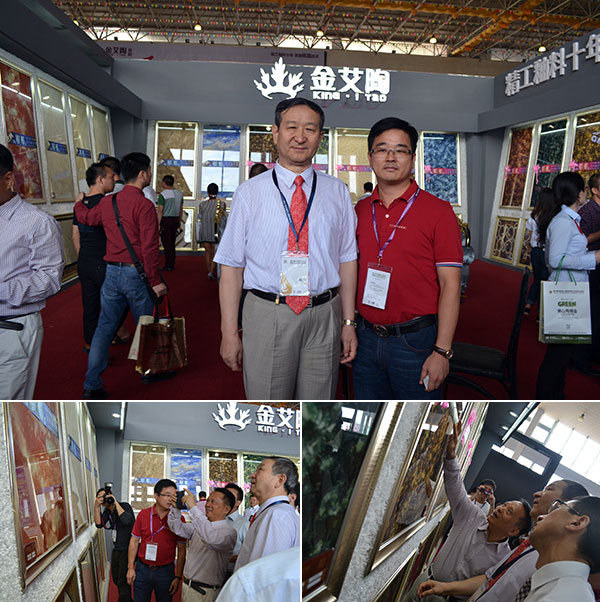 中国建筑卫生陶瓷协会领导一行莅临午夜免费福利视频陶瓷砖展位并合影