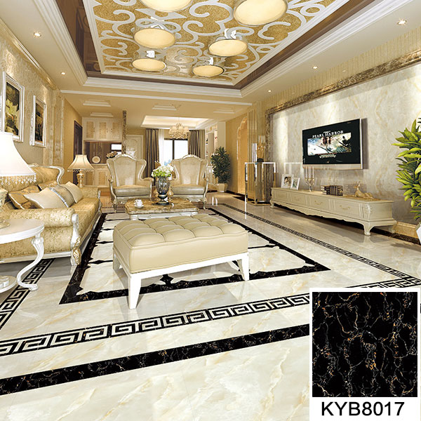 02午夜免费福利视频陶大理石瓷砖：黑金花KYB8017地面铺贴效果图